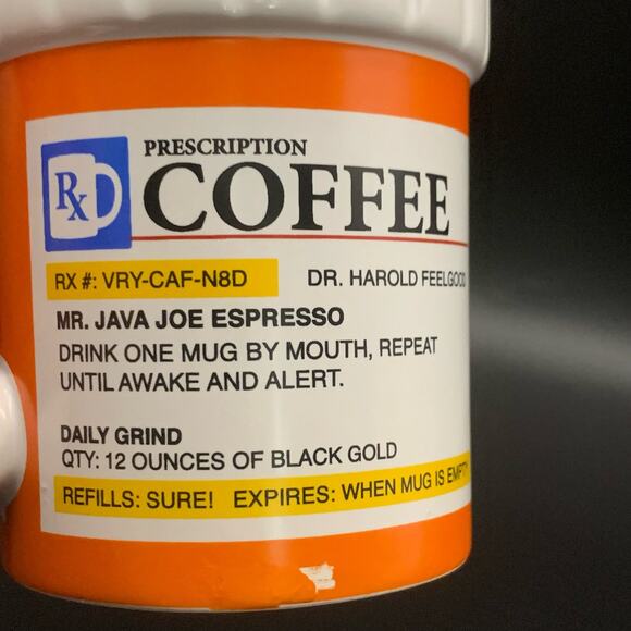 Pre scription Pill Bottle R X Coffee Mug Cup Big Mouth Toys - Picture 4 of 13